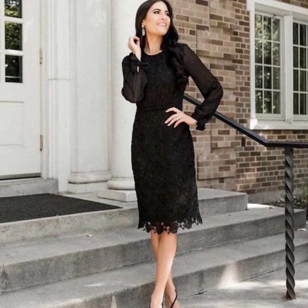 Rachel Parcell Black Lace Long-Sleeve Sheath Dress